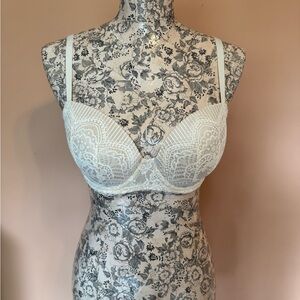 Elegant Lace Cream and White Bra